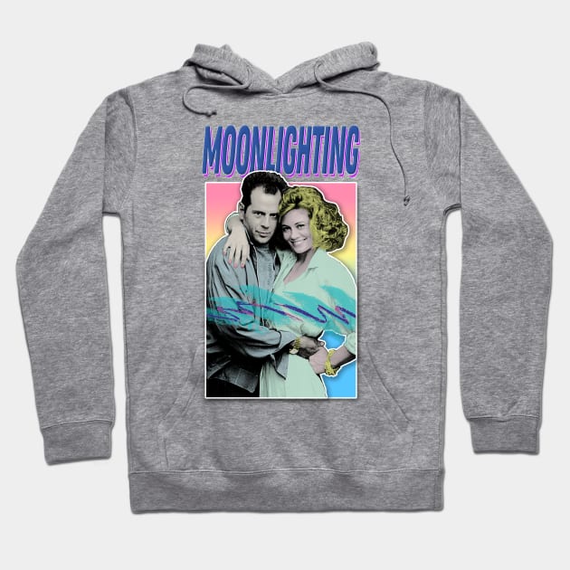 Moonlighting - 80s Styled Retro Graphic Design Hoodie by DankFutura